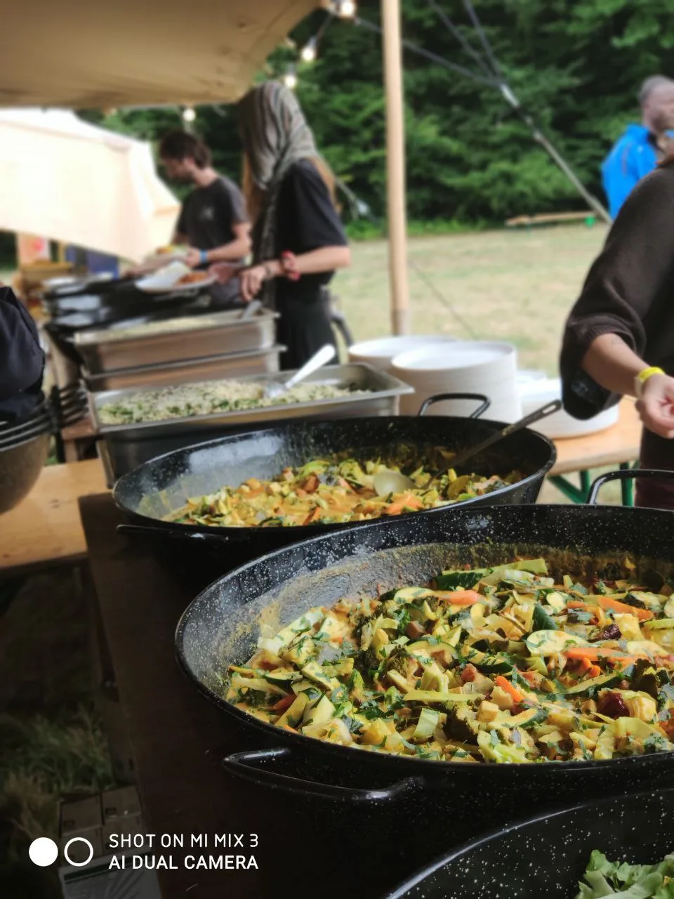 Plats végétariens préparés en service lors d'un événement festif